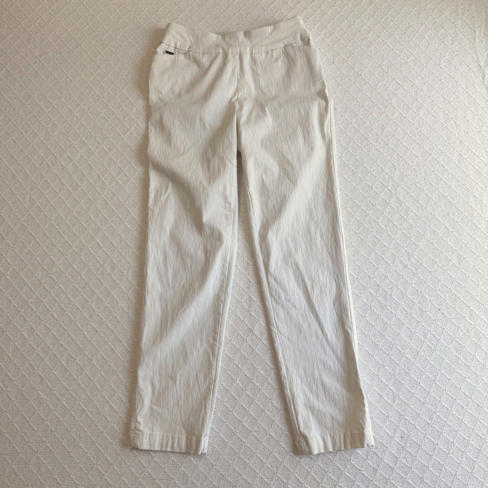 Slim-sation by Multiples Women White Pull On Straight Leg Stretch Pants Size 4